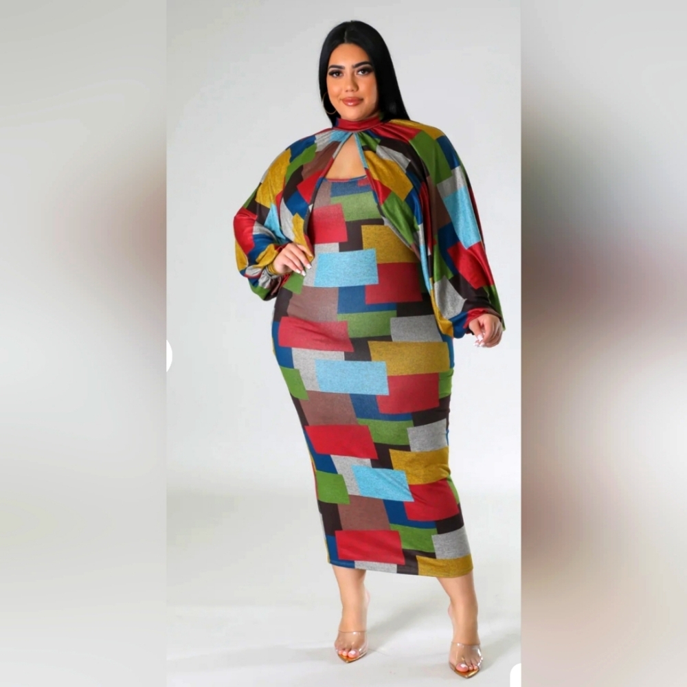Colorblock 2pc Dress Set